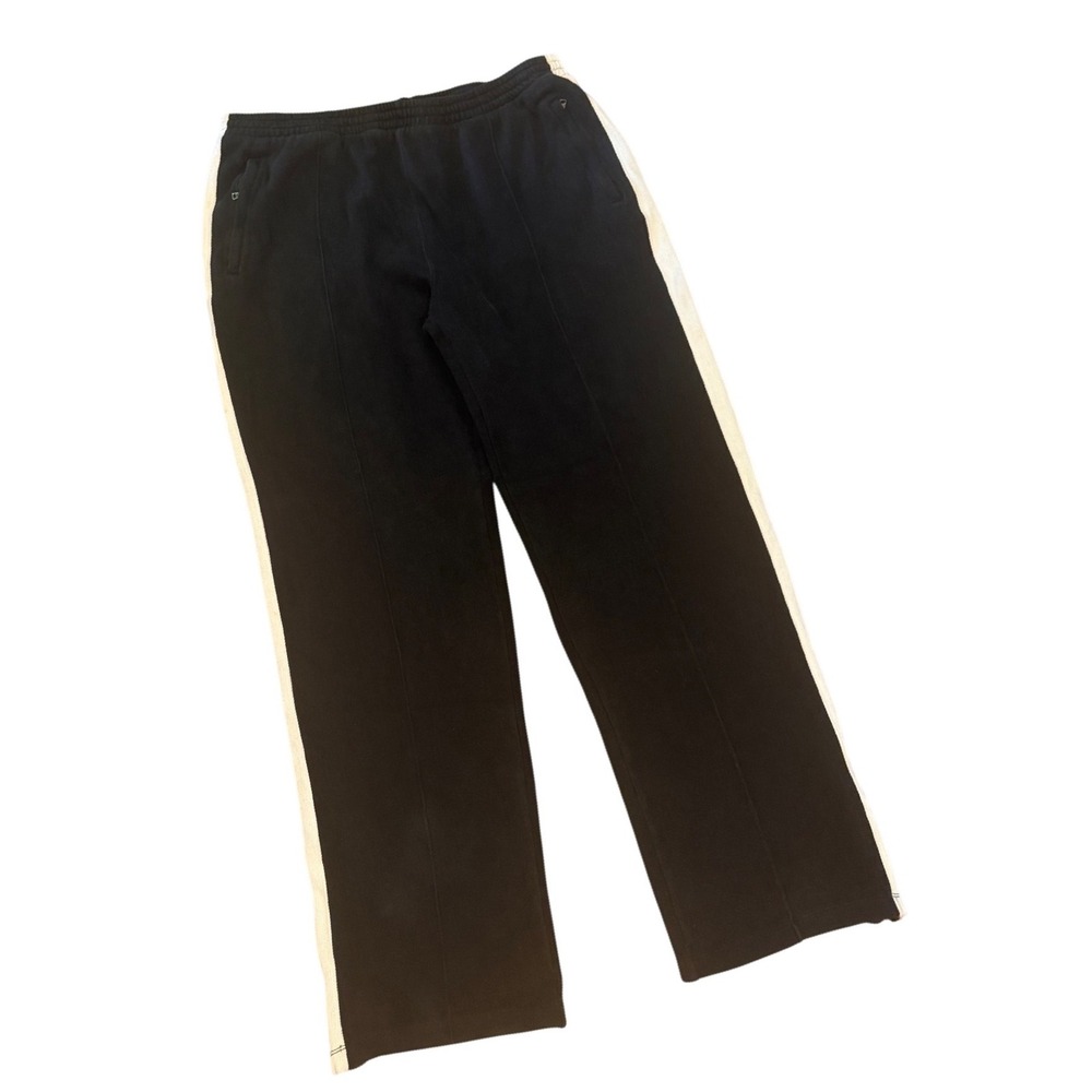Polo Ralph Lauren Mens XXL Black with White Stripe Cotton sweat Pants Ankle Zip